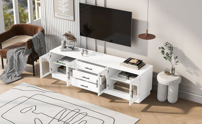 Modern Minimalist TV Stand For TVs Up To 75", Entertainment Center Media Console Cabinet With Adjustable Shelves For Living Room - White