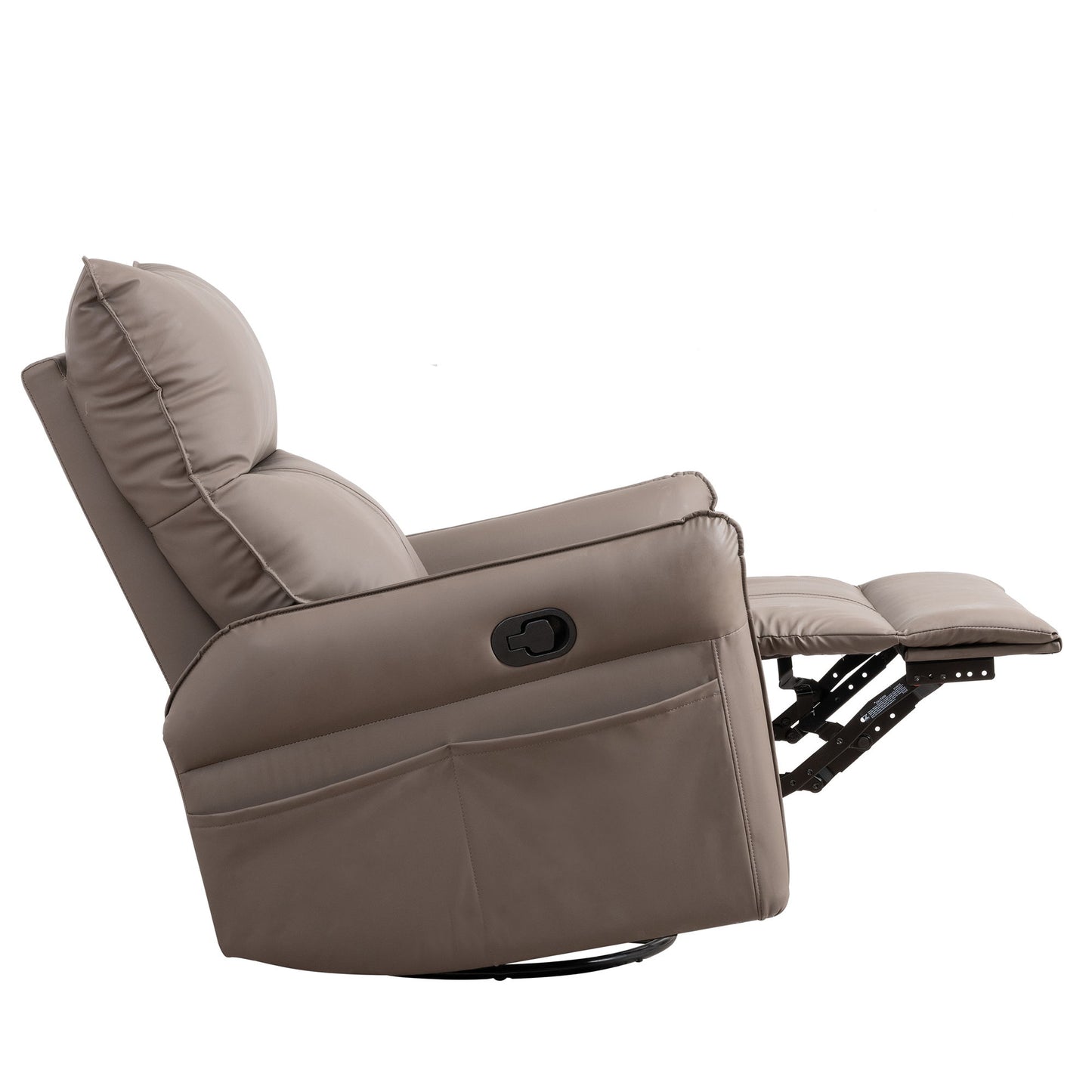 Rocking Recliner Chair, 360 Degree Swivel Nursery Rocking Chair, Glider Chair, Modern Small Rocking Swivel Recliner Chair For Bedroom, Living Room Chair Home Theater Seat, Side Pocket - Brown