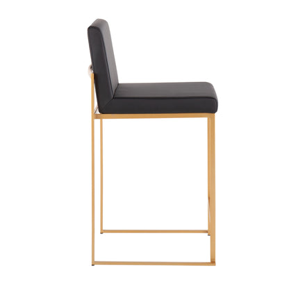Fuji - Contemporary High Back Counter Stool (Set of 2) - Black / Gold