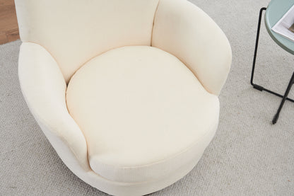 Swivel Barrel Chair, Swivel Accent Chairs Armchair For Living Room, Reading Chairs For Bedroom Comfy, Round Barrel Chairs With Gold Stainless Steel Base - Beige