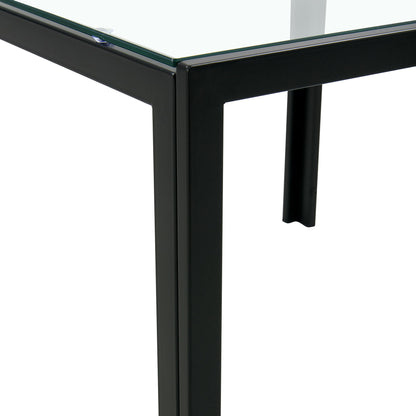 Coffee Table (Set of 2), Square Modern Table With Tempered Glass Finish For Living Room - Transparent / Black
