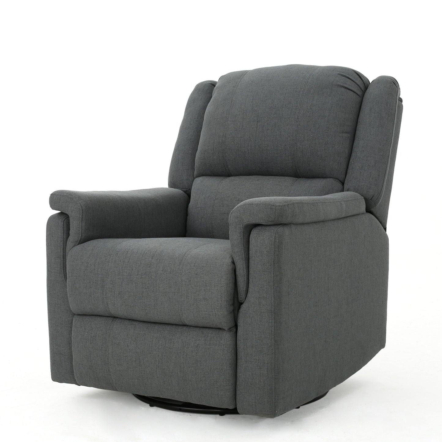 Glider Recliner With Swivel, Manual Reclining Chair - Charcoal