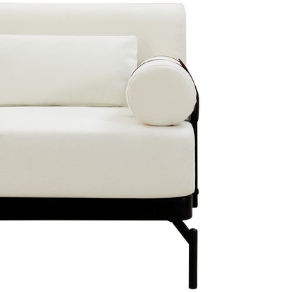 Modern Loveseat Sofa 59" Couch With Flexible USB Ports, Unique Cylindrical Armrests - Beige