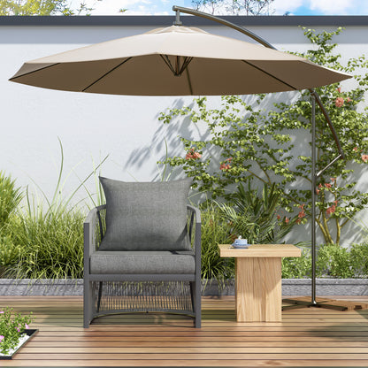 Modern Curved Aluminum Lounge Chair With Stylish Rope - Weave Design And Cushioned Comfort For Outdoor Living - Gray