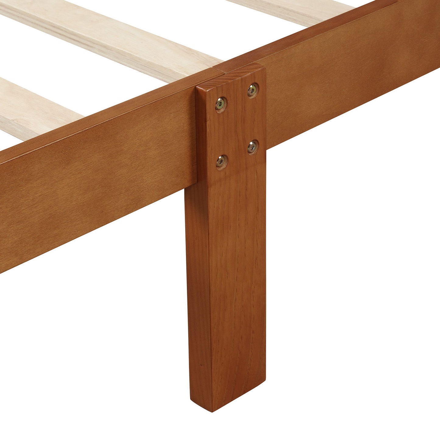 Twin Platform Bed Frame Mattress Foundation Sleigh Bed With Headboard, Footboard, Slat Support - Oak