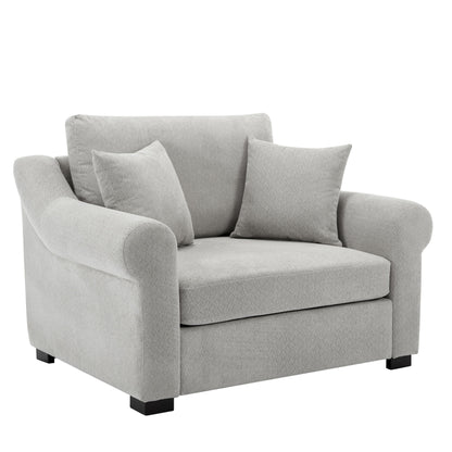 Modern Chenille Oversized Armchair, Chair And A Half, Single Sofa For Bedroom, Living Room, Wide - Light Gray