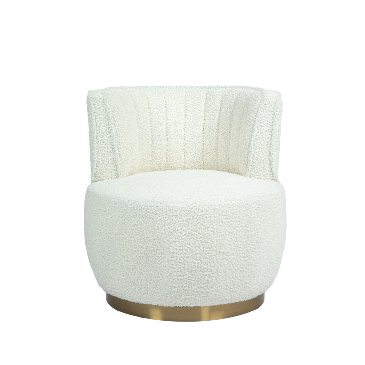 Coolmore - 360 Degree Swivel Cuddle Barrel Accent Sofa Chair, Round Armchair With Wide Upholstered Teddy Fabric - Cream