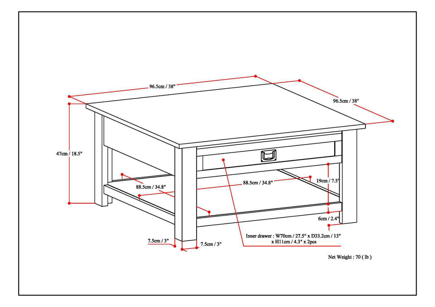 Monroe - Square Coffee Table - Farmhouse Gray