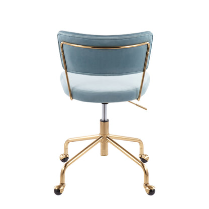 Tania - Contemporary Task Chair - Gold / Light Blue