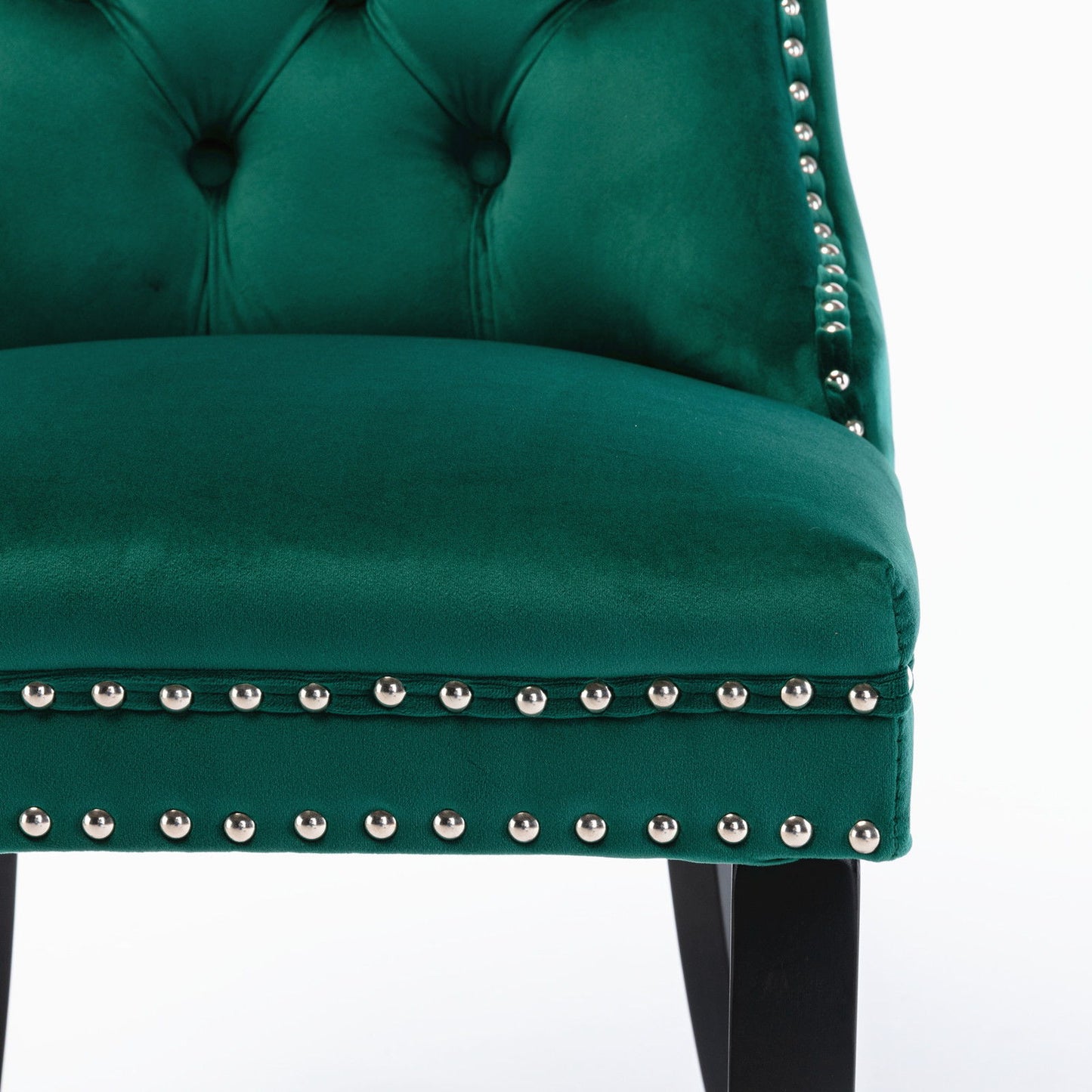 Nikki - Modern, High-End Tufted Solid Wood Contemporary Velvet Upholstered Dining Chair With Wood Legs Nailhead Trim (Set of 2) - Green