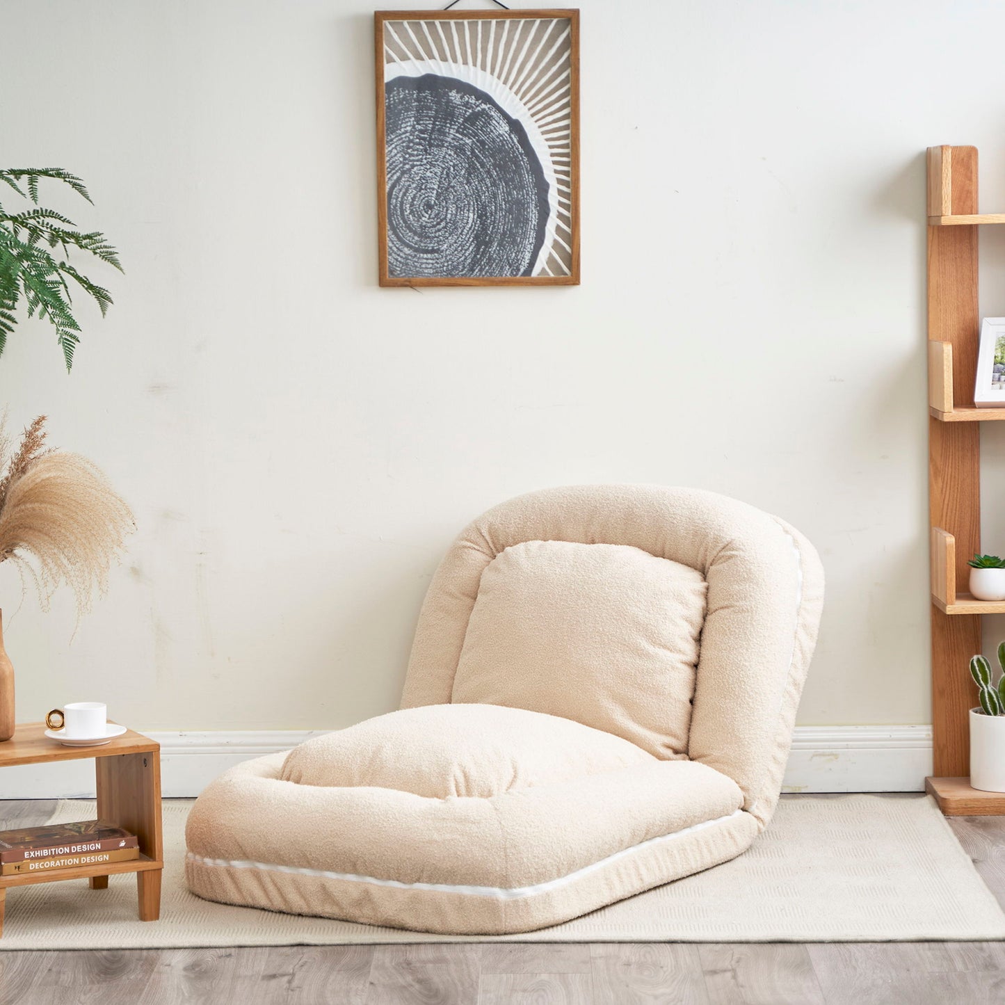 Triple Fold Down Beige Sofa Bed - Beige