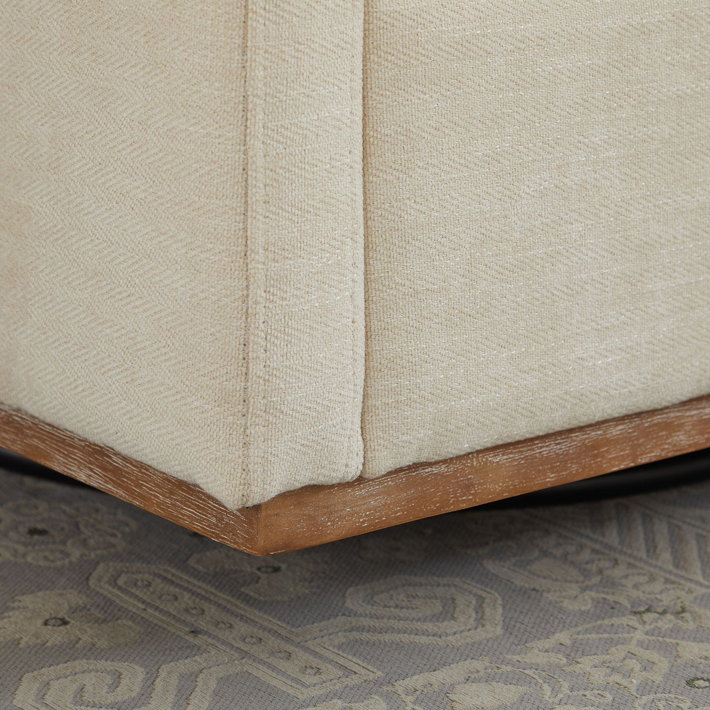 Square Upholstered Swivel Accent Chair With 360 Degree Rotation - Beige