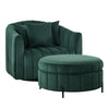 Oversized Swivel Barrel Accent Chair And Ottoman Set With Storage - Green