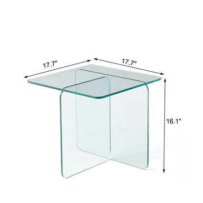 Modern Tempered Clear Glass Sidetable Small Tea Stand - Transparent Glass
