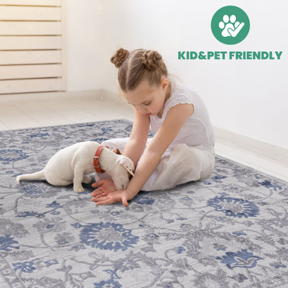 Marfi - 5' X 7' Abstract Area Rug - Silver / Blue