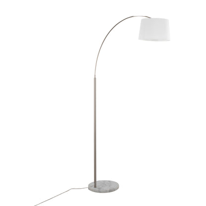 March - Contemporary Floor Lamp - Nickel / White