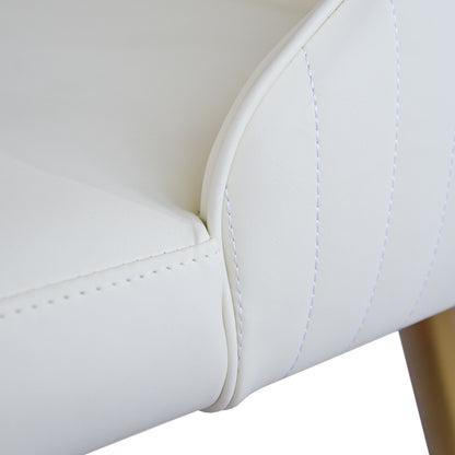 Modern Sponge-Filled Dining Chair, Solid Wood Metal Legs, Suitable For Restaurants, Living Rooms And Rooms (Set of 2) - White