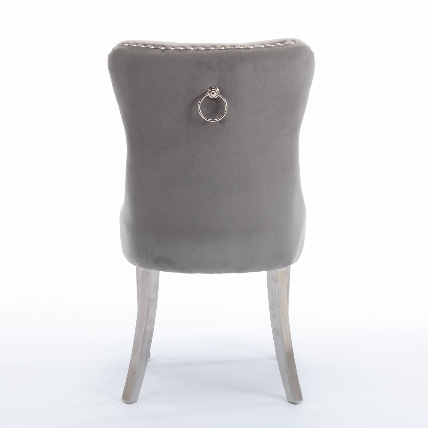 Nikki - Modern, High-End Tufted Solid Wood Contemporary Velvet Upholstered Dining Chair With Chrome Stainless Steel Plating Legs, Nailhead Trim (Set of 2) - Gray / Chrome