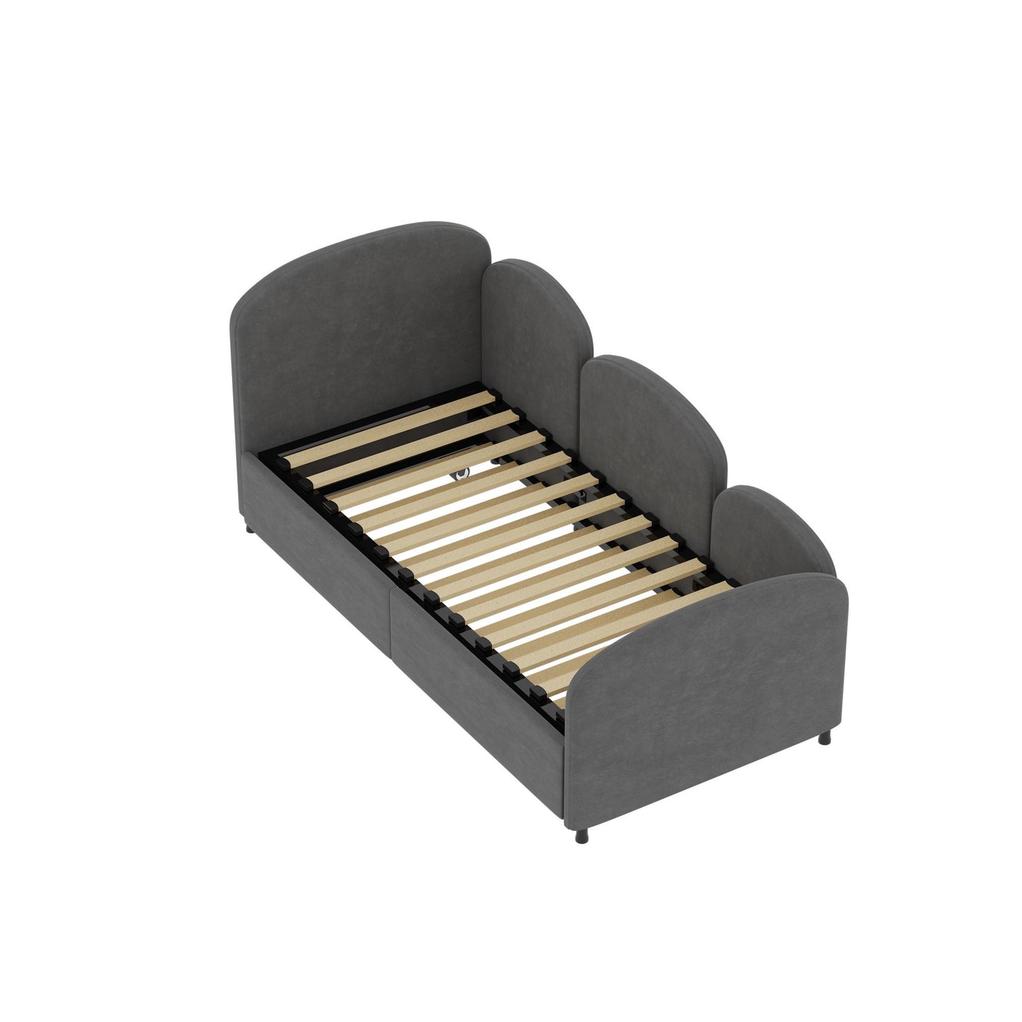 Modern Twin Size Upholstered Daybed With Additional Bed Frame - Dark Gray
