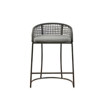 Coastal Design Woven Counter Stool - Dark Gray