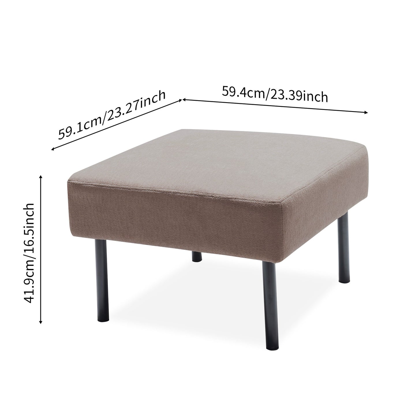Modern 3 Seater L Shaped Polyester Fabric Sofa With Ottoman, Upholstered For Small Spaces - Beige