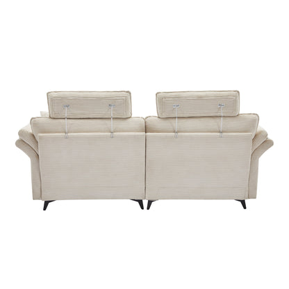 Modern Corduroy, Loveseat Sofa, Deep Seat Sectional Sofa With Ottomans Comfortable Cloud Sofa For Living Room, Apartment, Office, Couch - Beige