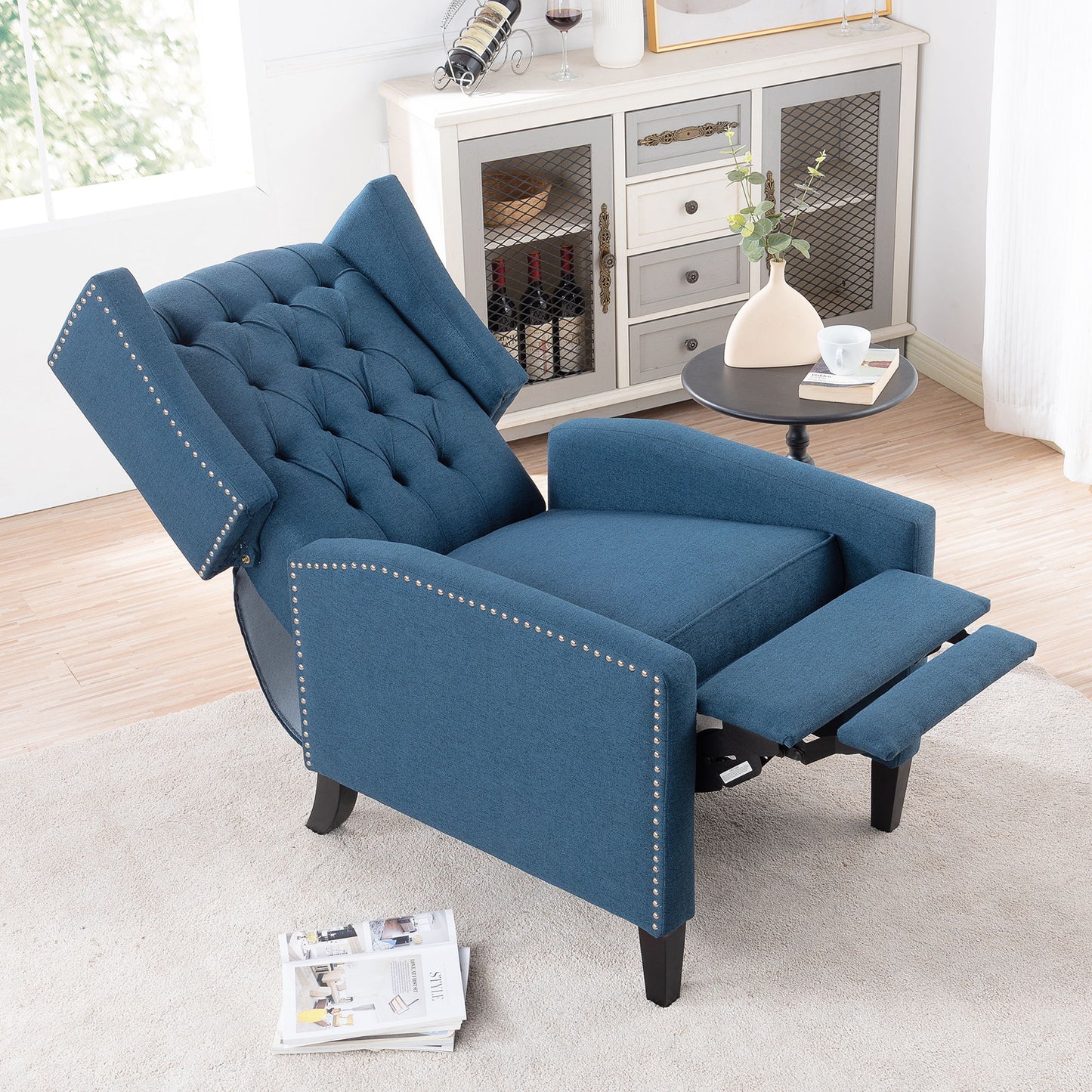 Manual Wing Chair Recliner - Blue