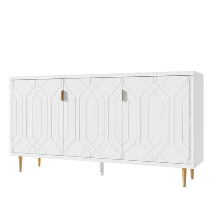 Modern TV Stand With 3 Doors And Adjustable Shelves For Living Room, Fits TVs Up To 70" - White