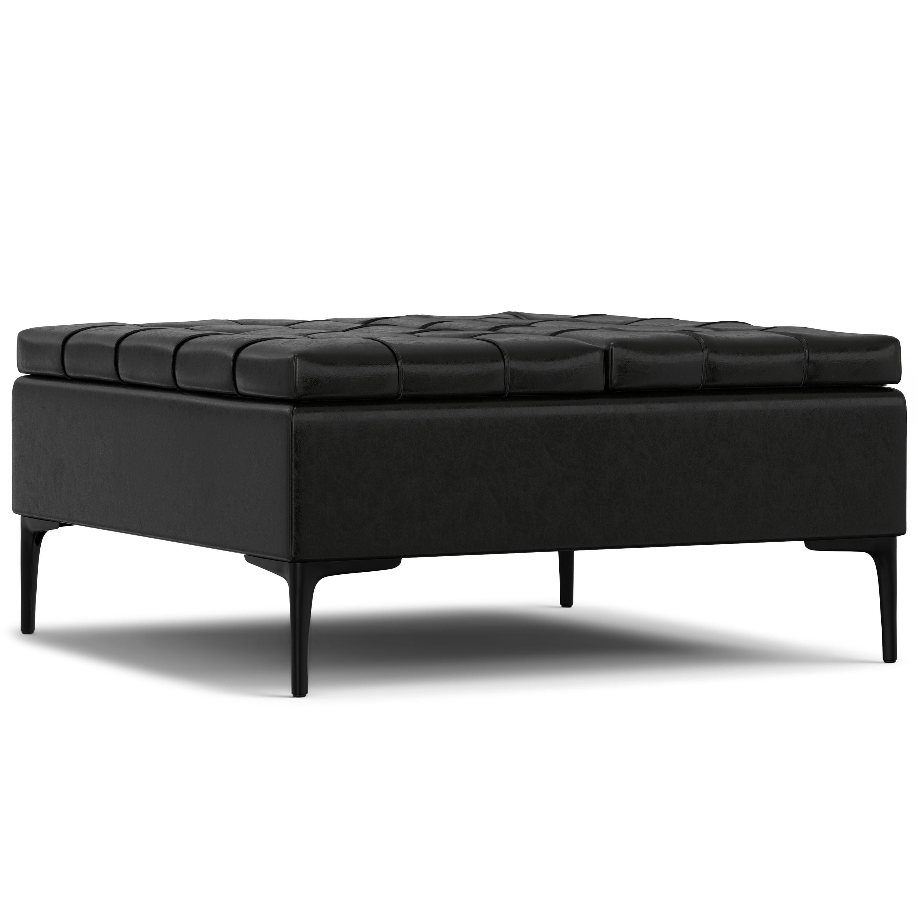 Laura - Lift Top Storage Ottoman - Black