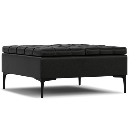 Laura - Lift Top Storage Ottoman - Black