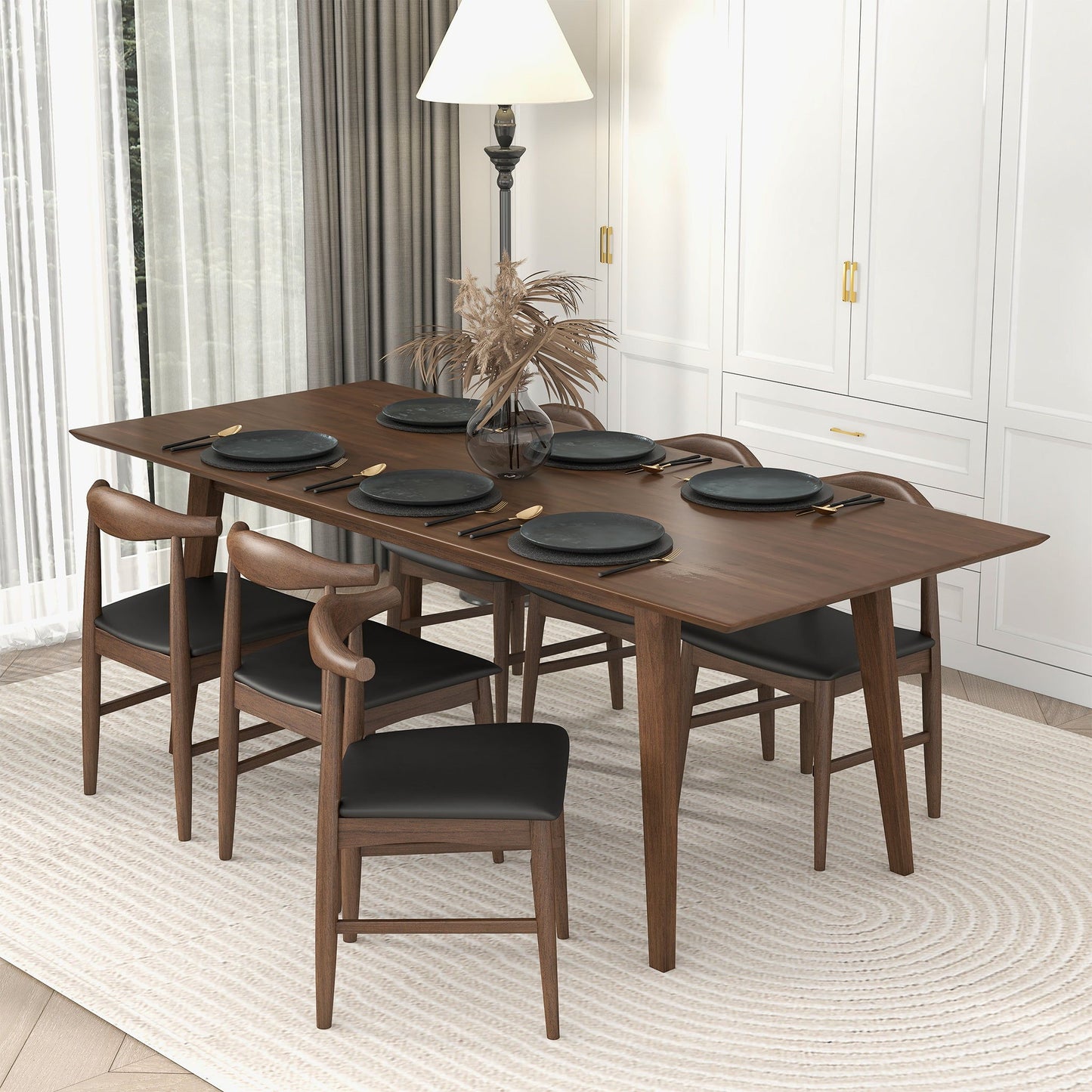 Levi - Modern Style Rectangular Dining Table - Brown