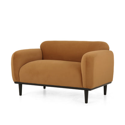 Sway - Upholstered Loveseat With Wood Legs And Round Arms - Yellow
