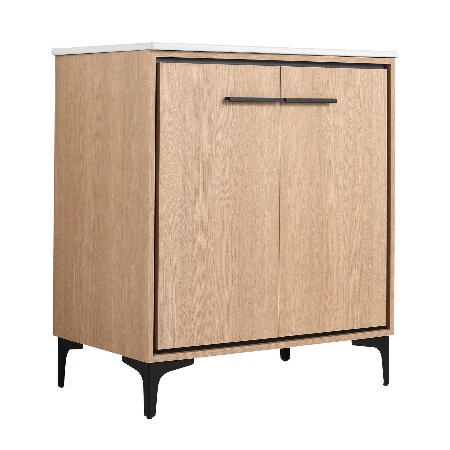 30" Bathroom Vanity Base With Basin And Storage Cabinet - Oak