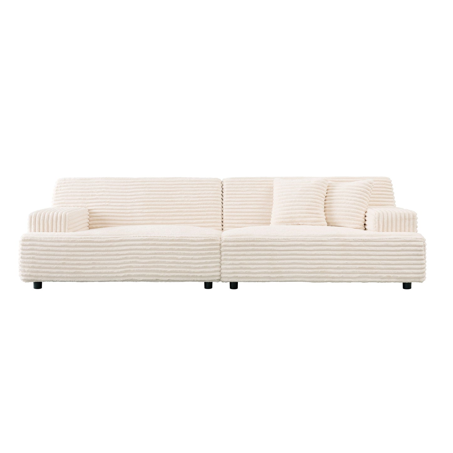 Modern Sofa Comfortable Cloud Sofa Soft Plush Corduroy Interior With Square Armrests - Beige