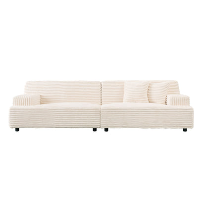 Modern Sofa Comfortable Cloud Sofa Soft Plush Corduroy Interior With Square Armrests - Beige