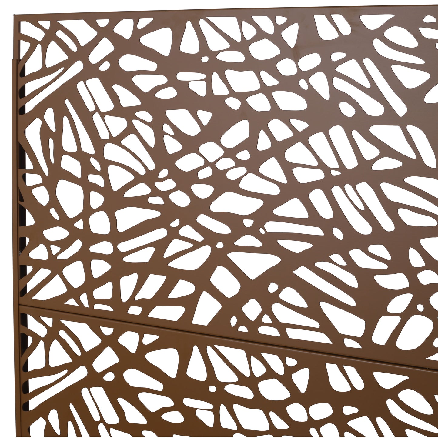 Outdoor & Indoor Metal Privacy Screen Freestanding Decorative Privacy Screen, Privacy Fence Panels For Deck Balcony Patio Garden - Brown