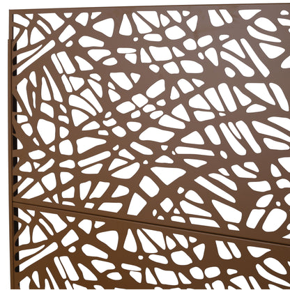 Outdoor & Indoor Metal Privacy Screen Freestanding Decorative Privacy Screen, Privacy Fence Panels For Deck Balcony Patio Garden - Brown