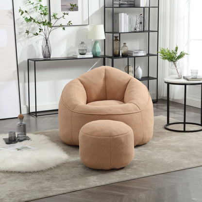 Bedding Bean Bag Sofa Chair High Pressure Foam Bean Bag Chair Adult Material With Padded Foam Padding Compressed Bean Bag With Footrest - Tan