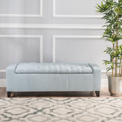 Stylish Guernsey Ottoman With Storage Function - Light Sky