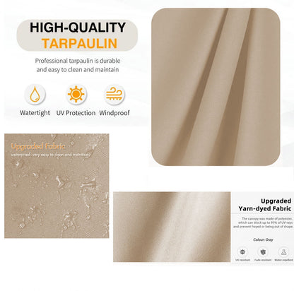 Replacement Canopy Top Cover Fabric For 13 x 10 Ft Outdoor Patio Retractable Pergola Sun-Shelter Canopy - Khaki
