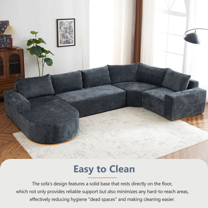 Oversized Modular Sofa Cloud Sectional Sofa Set Upholstered Couches U - Shaped Sofa With Deep Seat For Living Room - Gray