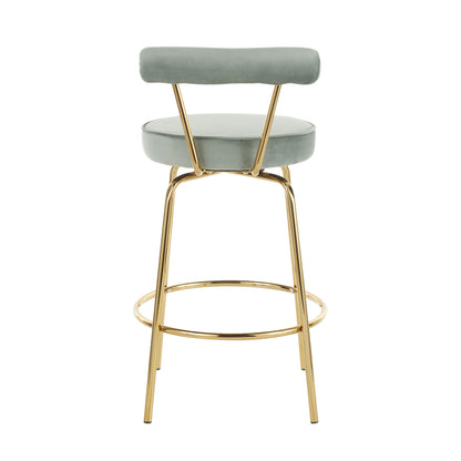 Rhonda - Glam Counter Stool (Set of 2) - Gold / Sage Green