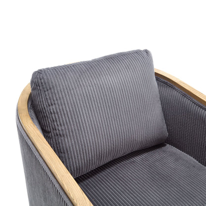 Corduroy Swivel Barrel Chair, Comfortable Accent Sofa, 360 Degree Swivel - Dark Gray