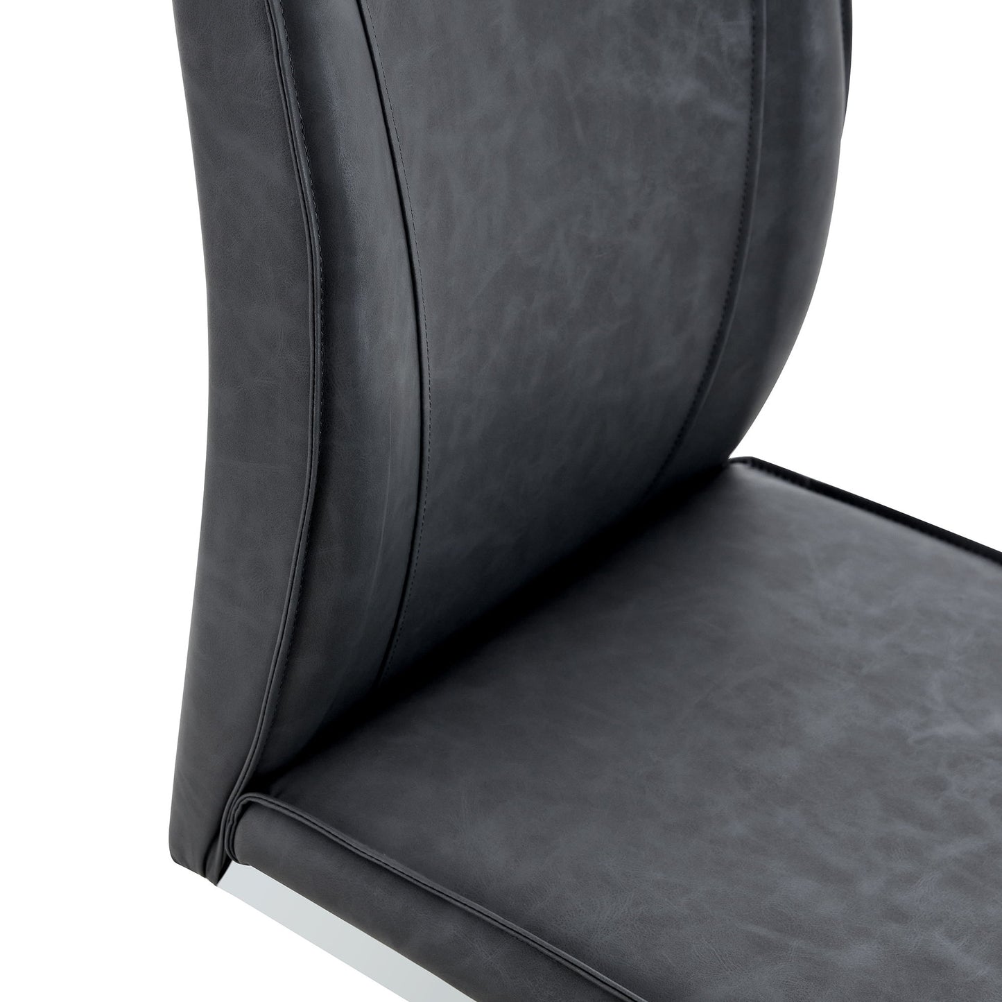 Luxury Simple Arch Chair Set Of 4 High Resilience Dining Chair - Dark Gray / Silver