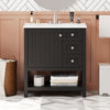 Transitional Style Bathroom Vanity Cabinet Combo With Ceramic Sink, Soft Close Door - Black