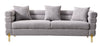 Luxurious And Comfortable Upholstered Sofa With Golden Legs And Pillows For Living Room And Reception Area - Gray