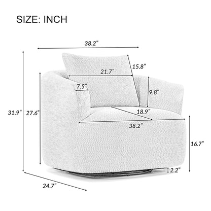 Chenille Upholstered 360ÔøΩÔøΩ Swivel Barrel Sofa Chair With Throw Pillow, Accent Chair For Living Room, Office And Hotel - Gray