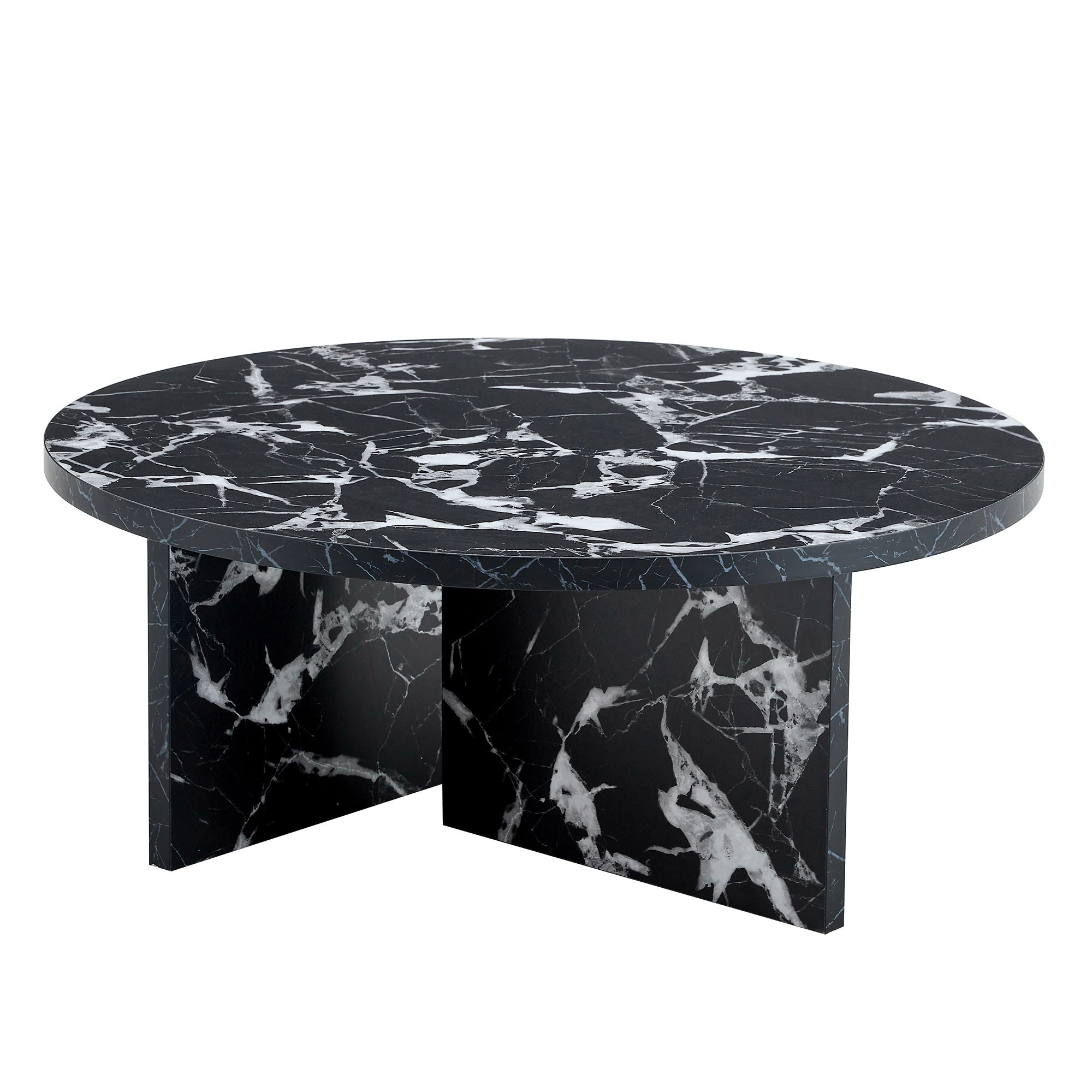 Versatile Round Coffee Table For Various Interior Styles, Exhibiting Modern Minimalism And Nordic Charm - Black / Black White