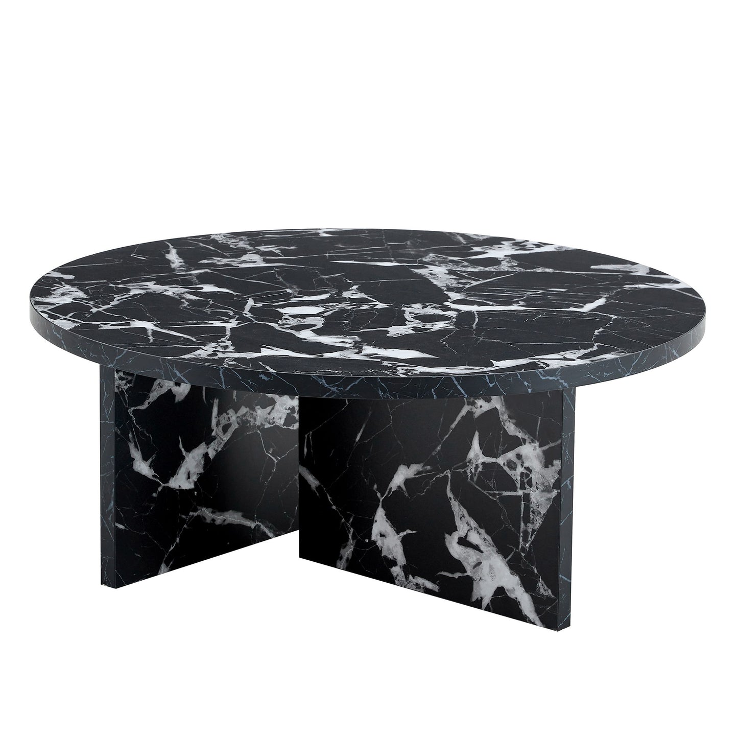 Versatile Round Coffee Table For Various Interior Styles, Exhibiting Modern Minimalism And Nordic Charm - Black / Black White