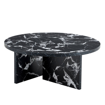 Versatile Round Coffee Table For Various Interior Styles, Exhibiting Modern Minimalism And Nordic Charm - Black / Black White